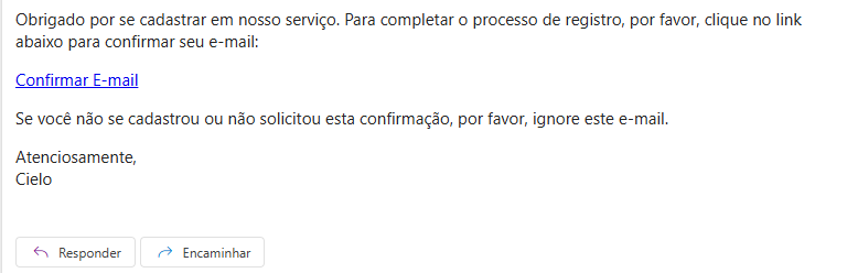 Confirmação e-mail